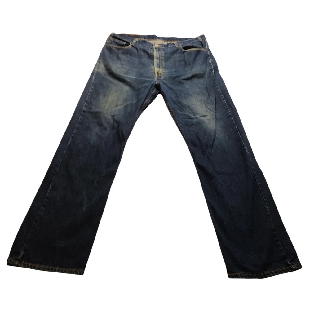 Levis 505 Regular Straight Leg Jeans Men's 40x32 Blue Indigo Denim Distressed